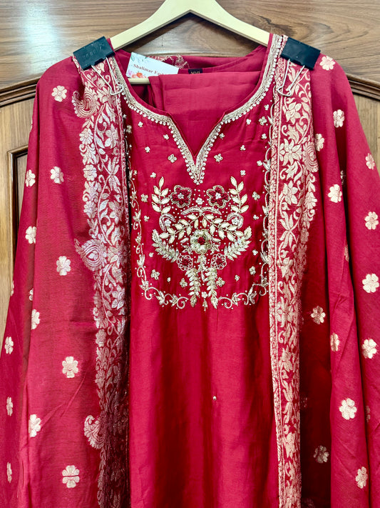 Fully Stitched Silk Suit