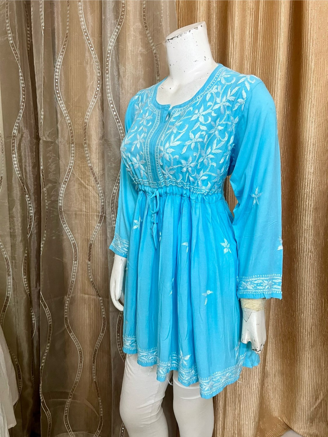 Chikankari Peplum Short Kurta